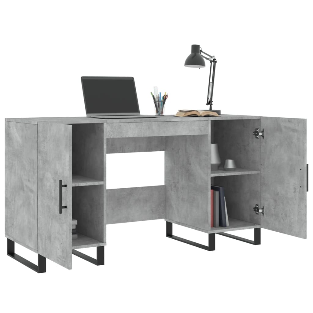 skrivebord 140x50x75 cm konstrueret træ betongrå