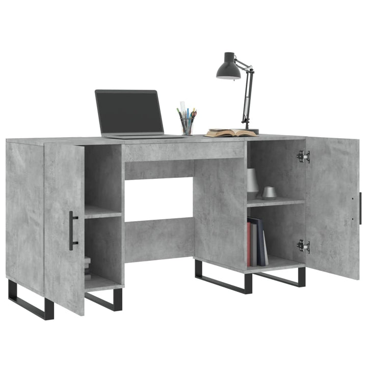 skrivebord 140x50x75 cm konstrueret træ betongrå