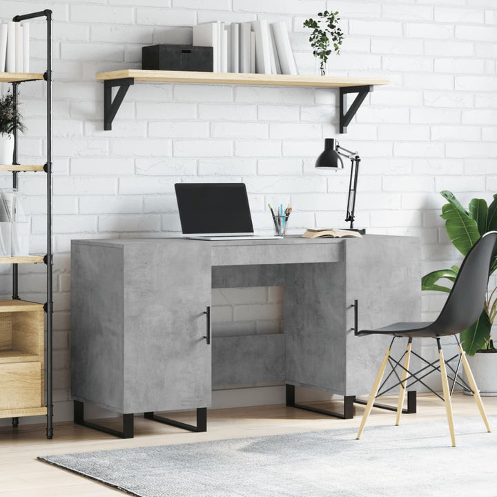 skrivebord 140x50x75 cm konstrueret træ betongrå