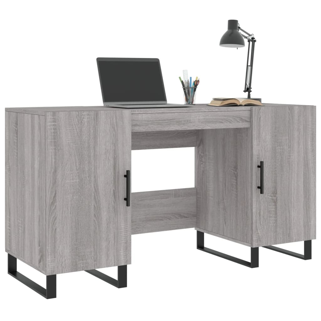 skrivebord 140x50x75 cm konstrueret træ grå sonoma-eg