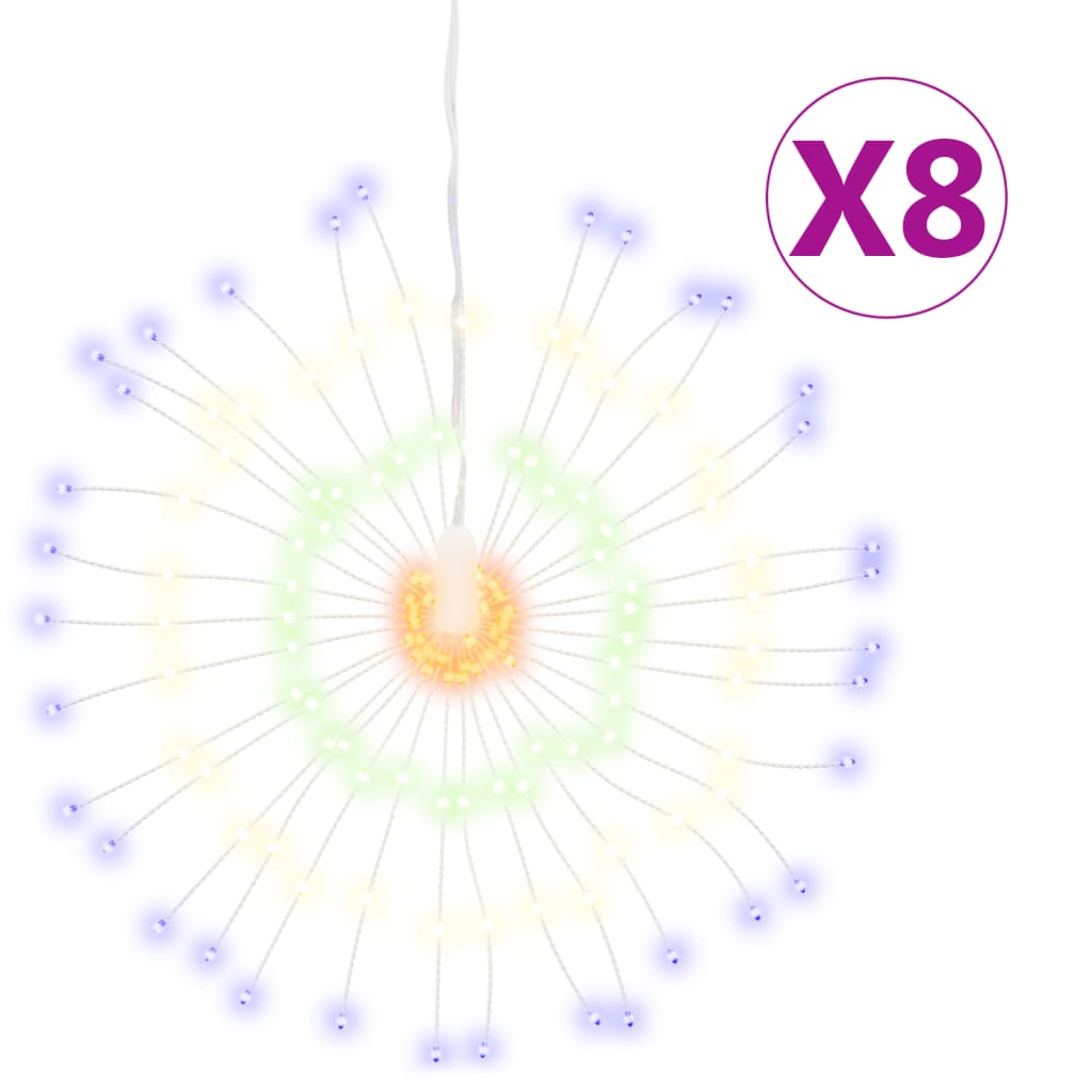 lysende starburst-dekoration 8 stk. 140 LED'er 17 cm flerfarvet