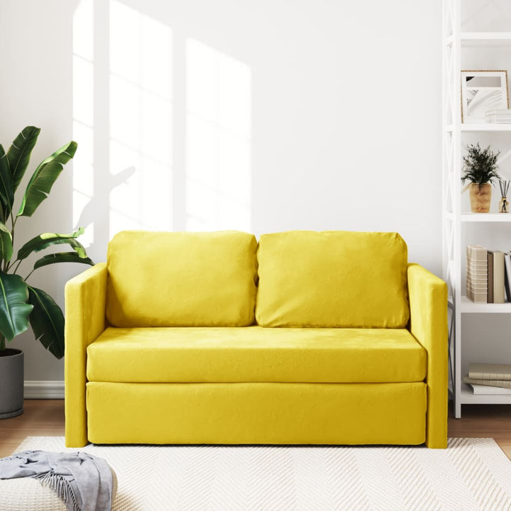 2-i-1 sovesofa 122x204x55 cm velour mørkegul