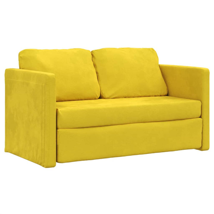 2-i-1 sovesofa 122x204x55 cm velour mørkegul
