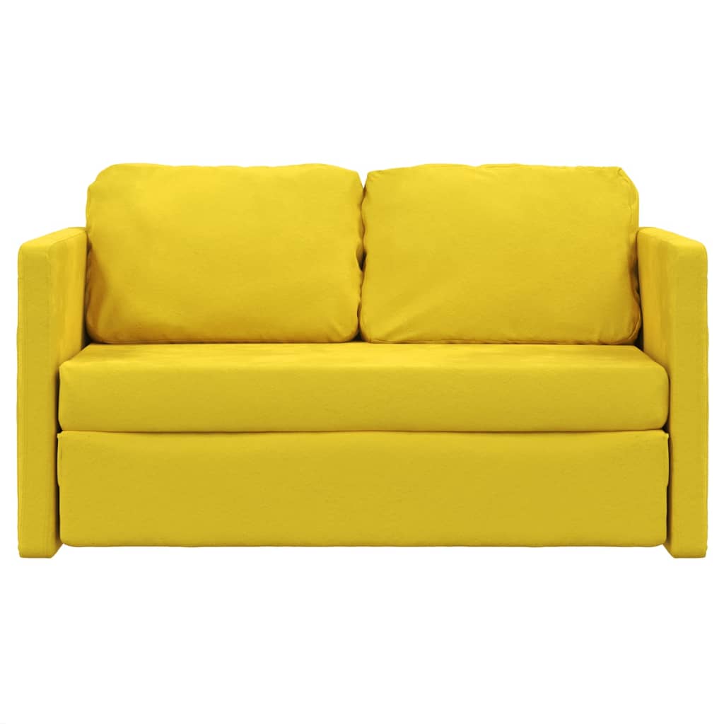 2-i-1 sovesofa 122x204x55 cm velour mørkegul