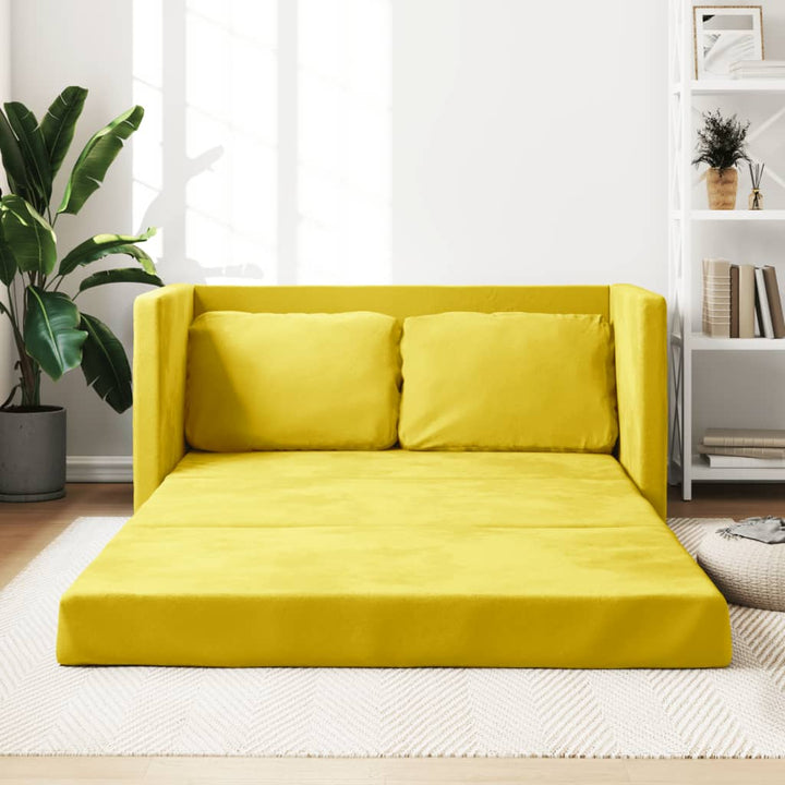 2-i-1 sovesofa 122x204x55 cm velour mørkegul
