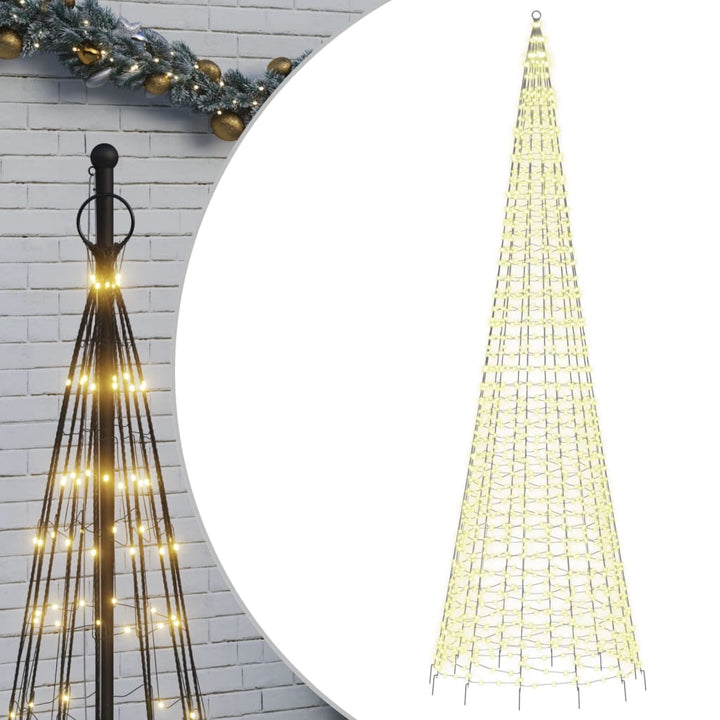 LED-juletræ til flagstang 1534 LED'er 500 cm varmt hvidt lys
