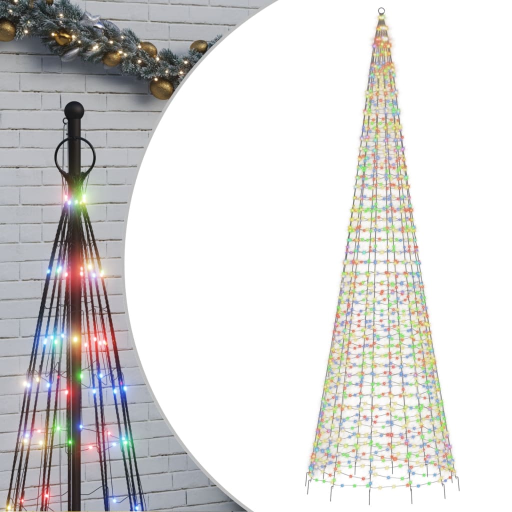 LED-juletræ til flagstang 1534 LED'er 500 cm flerfarvet lys