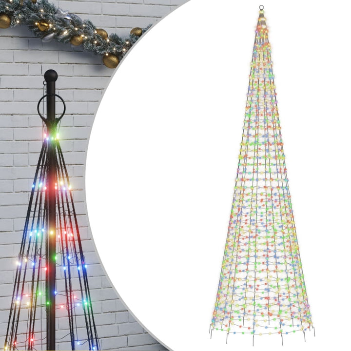LED-juletræ til flagstang 1534 LED'er 500 cm flerfarvet lys
