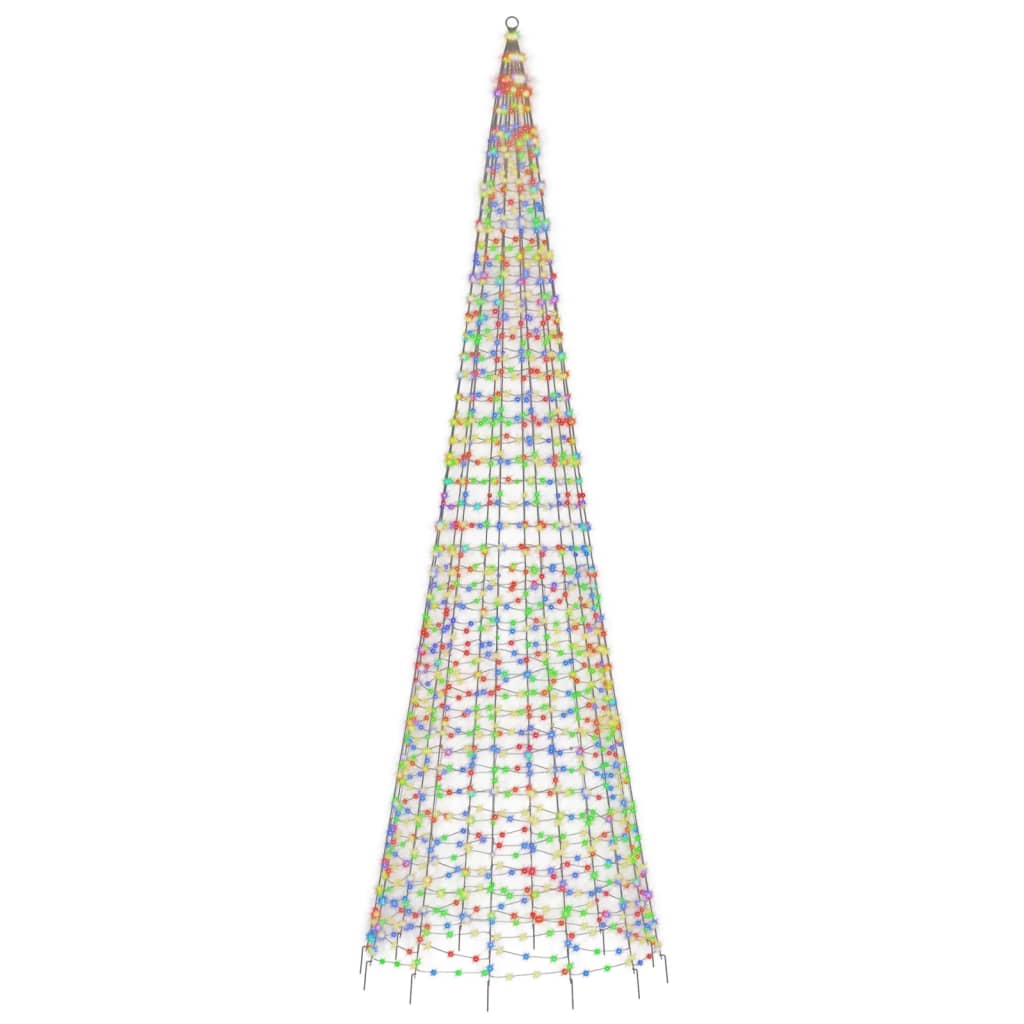 LED-juletræ til flagstang 1534 LED'er 500 cm flerfarvet lys