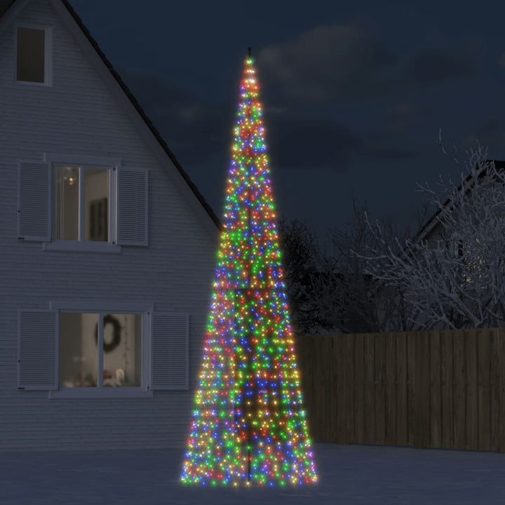 LED-juletræ til flagstang 1534 LED'er 500 cm flerfarvet lys