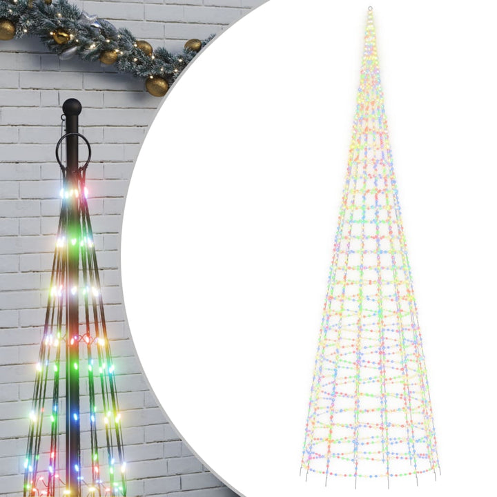 LED-juletræ til flagstang 3000 LED'er 800 cm flerfarvet lys