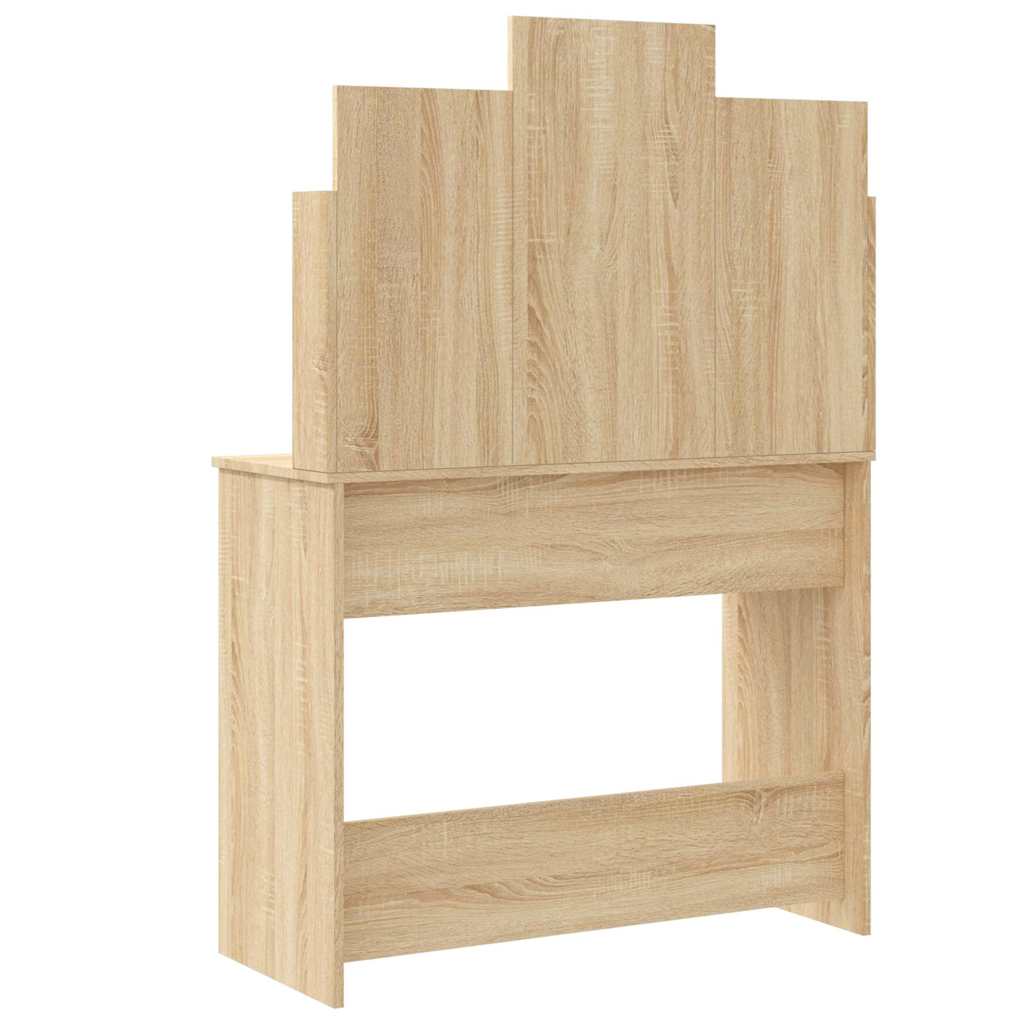 makeupbord med LED-lys 96x40x142 cm sonoma-eg