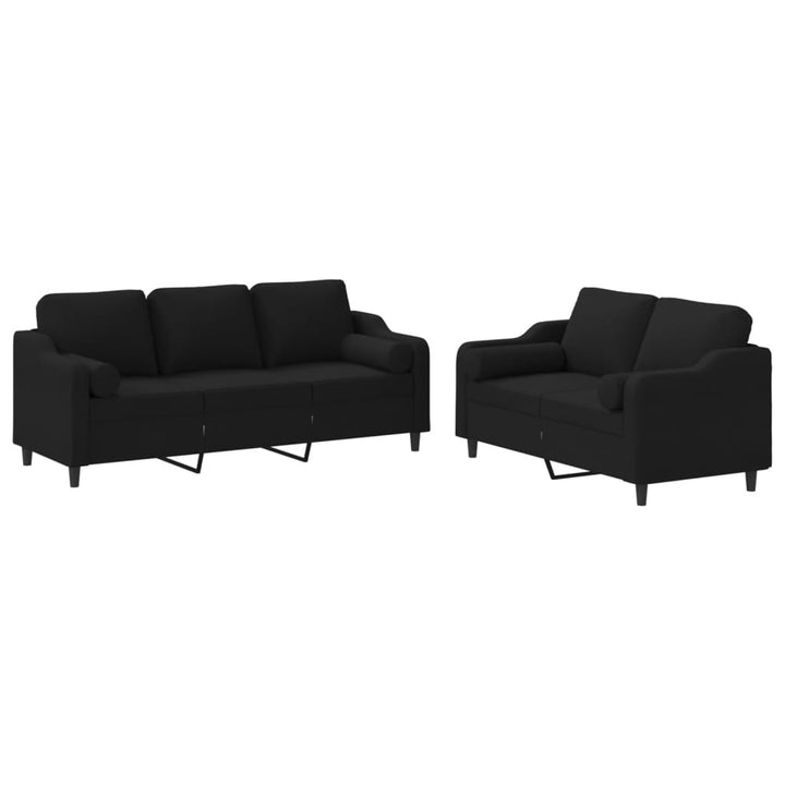 sofasæt 2 dele med puder stof sort