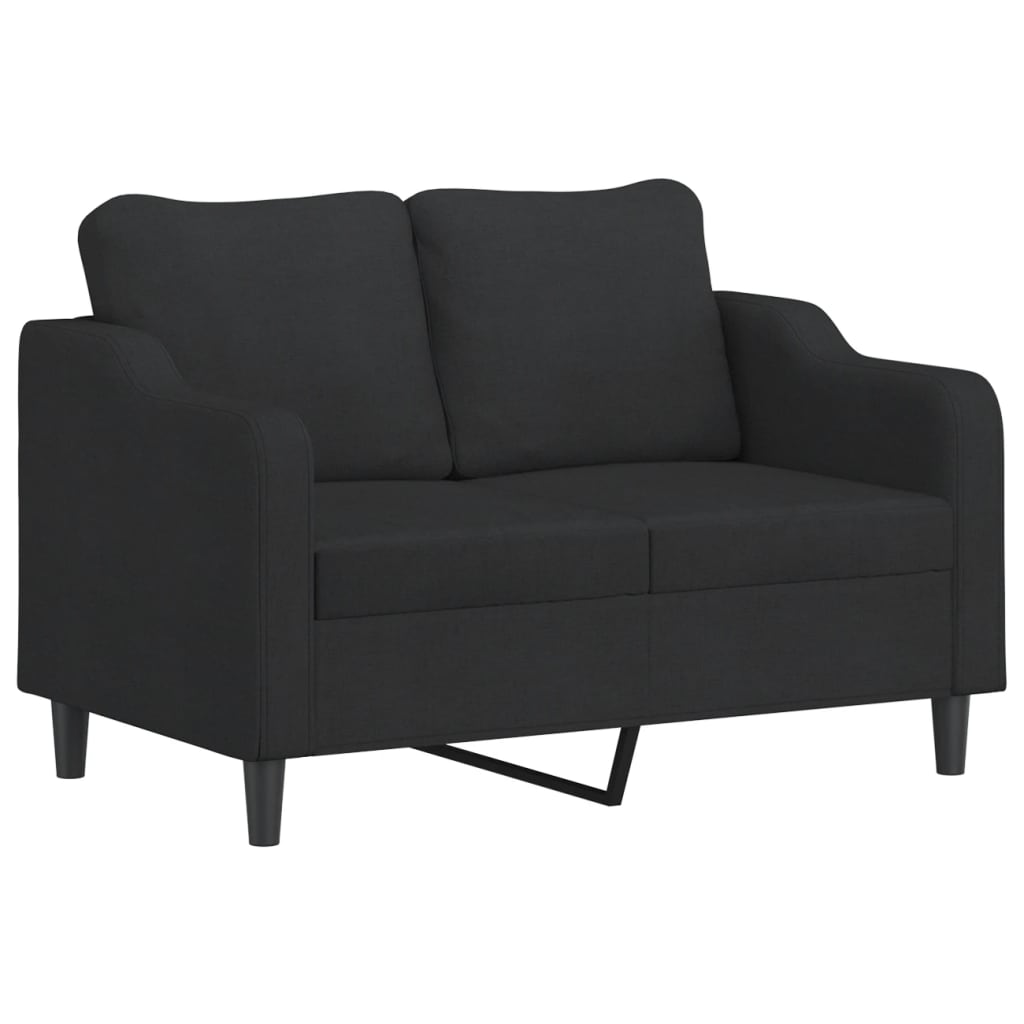 sofasæt 2 dele med puder stof sort