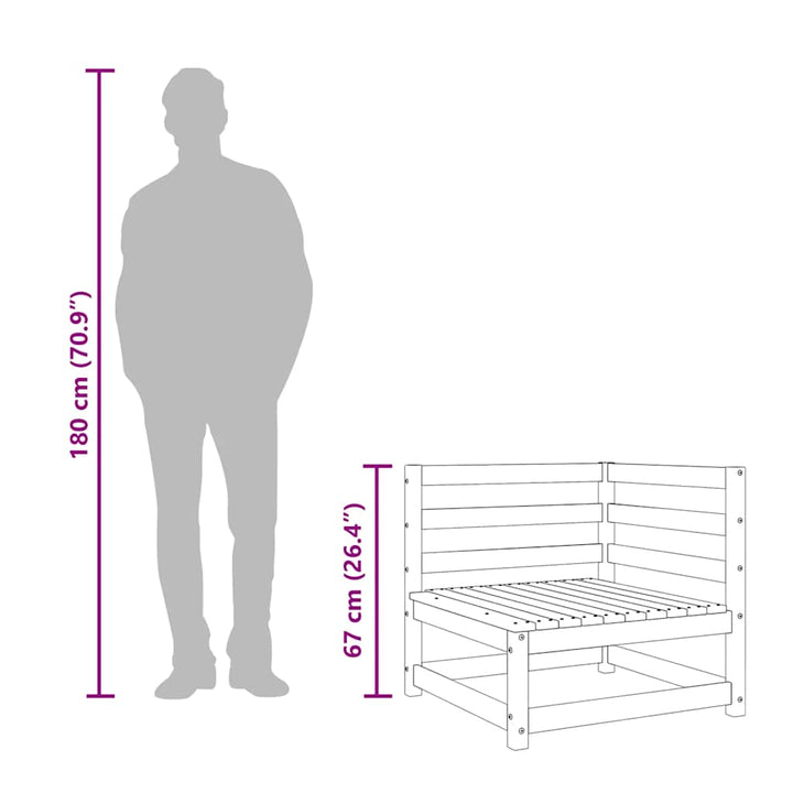 hjørnemoduler 2 stk. til havesofa 70x70x67 cm massivt fyrretræ