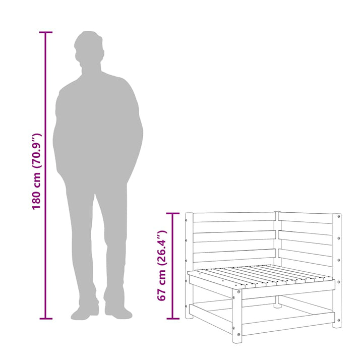 hjørnemoduler 2 stk. til sofa 70x70x67 cm imprægneret fyrretræ
