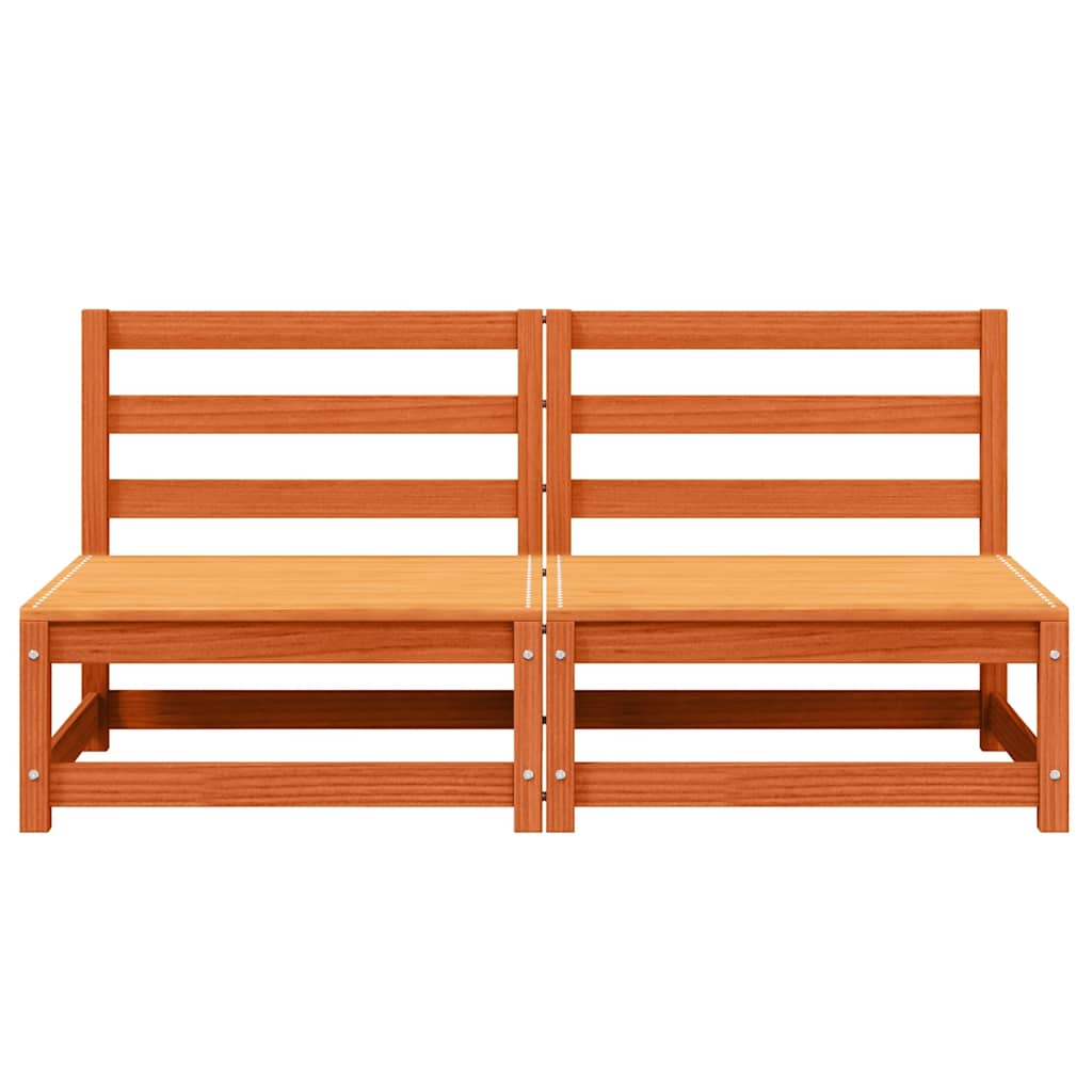 hjørnemoduler u. armlæn 2 stk. 70x70x67 cm massivt træ brun