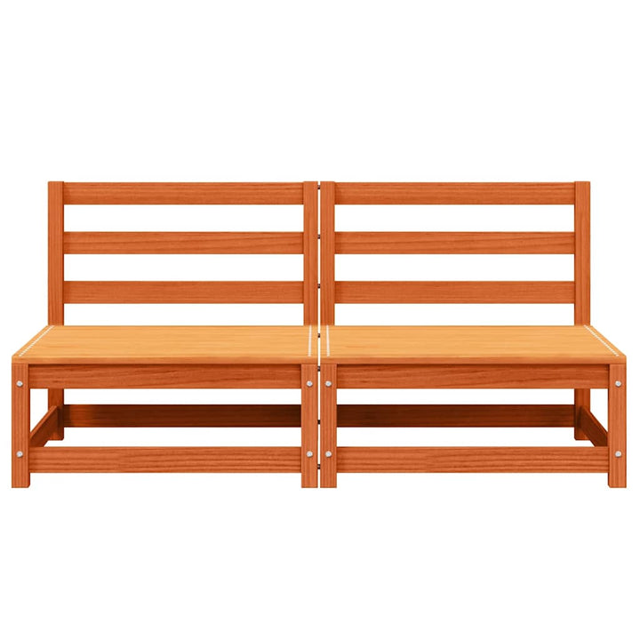 hjørnemoduler u. armlæn 2 stk. 70x70x67 cm massivt træ brun