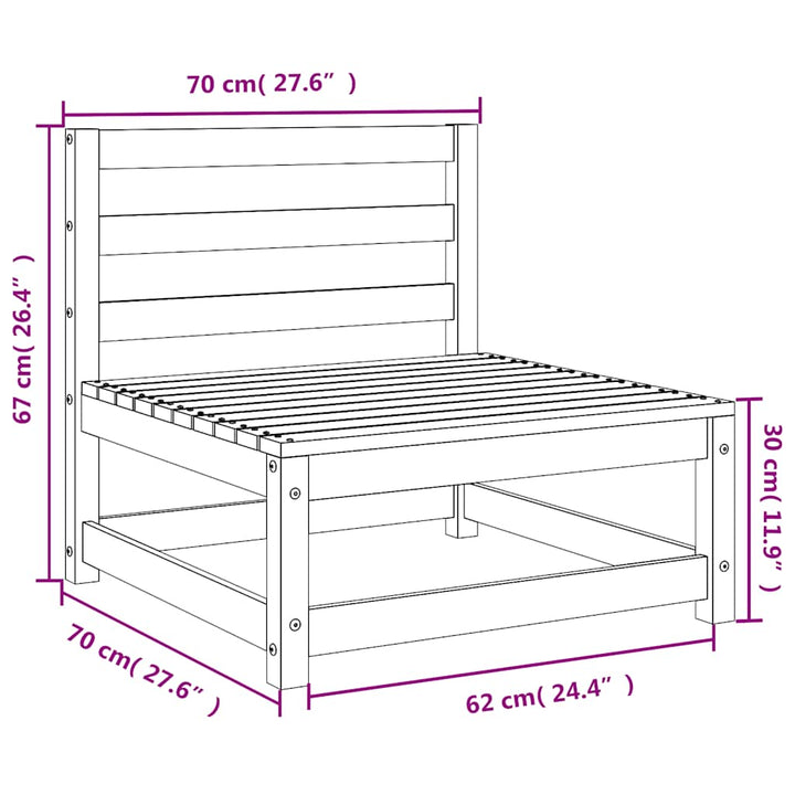 sofamoduler 3 stk 70x70x67 cm uden armlæn fyr hvid