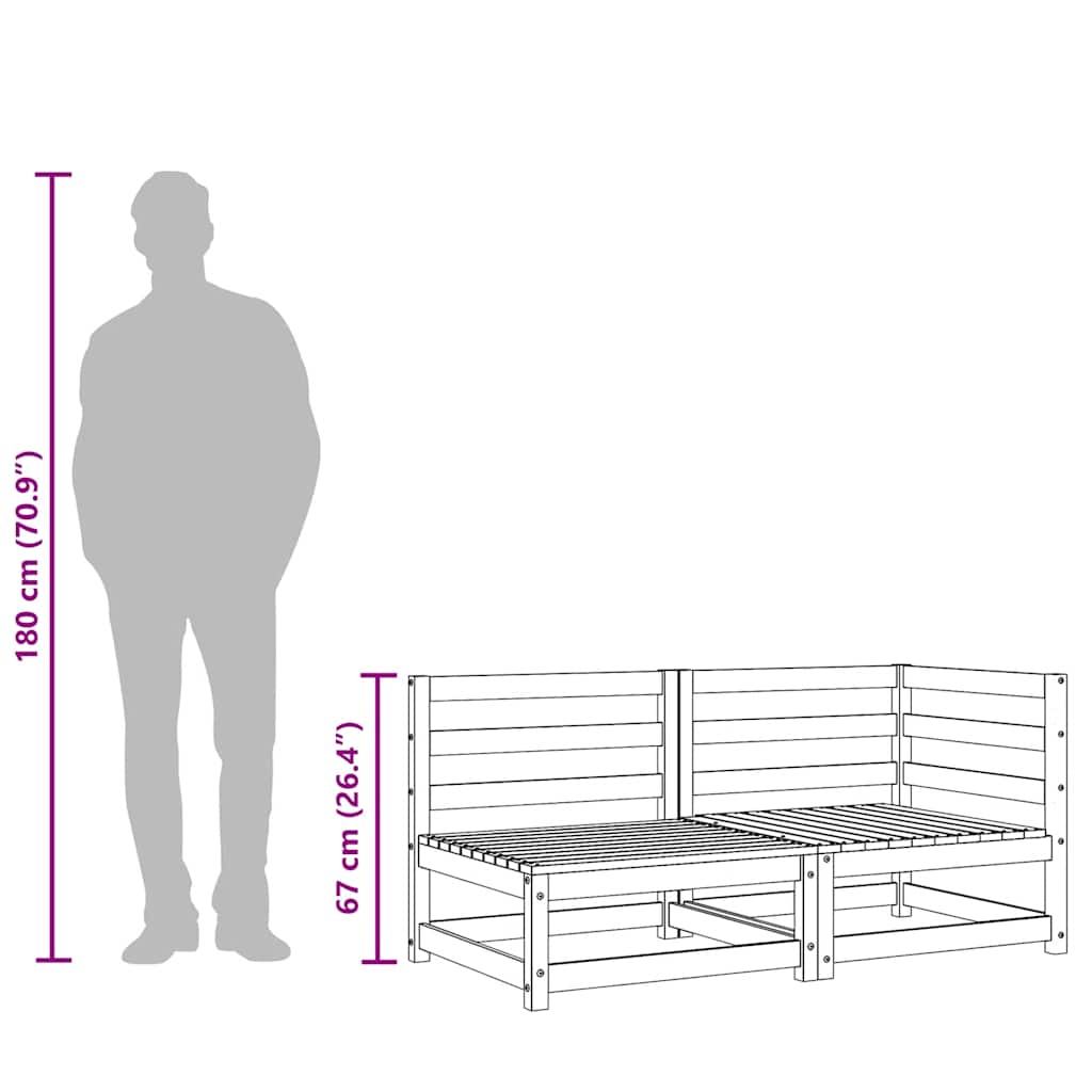 3-personers havesofa massivt fyrretræ hvid