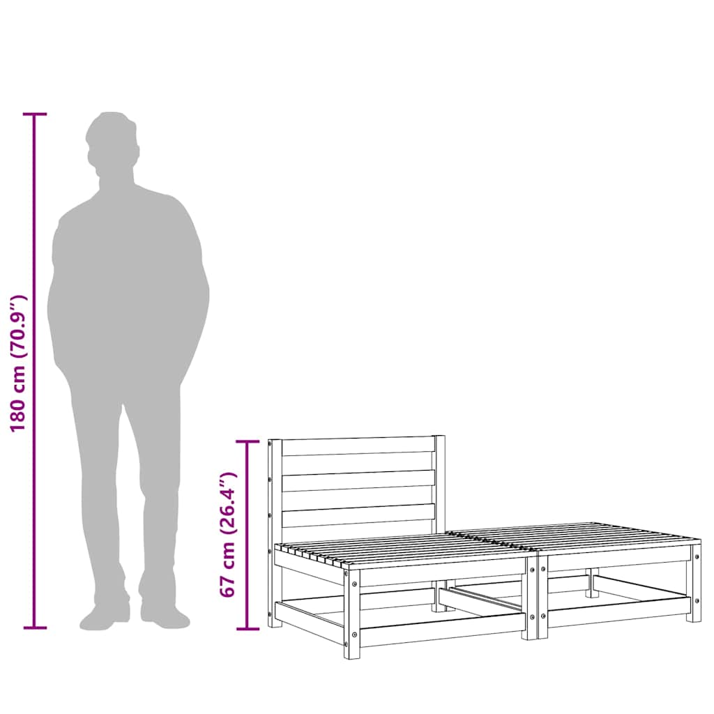 modul til havesofa u. armlæn fodskammel massivt træ brun