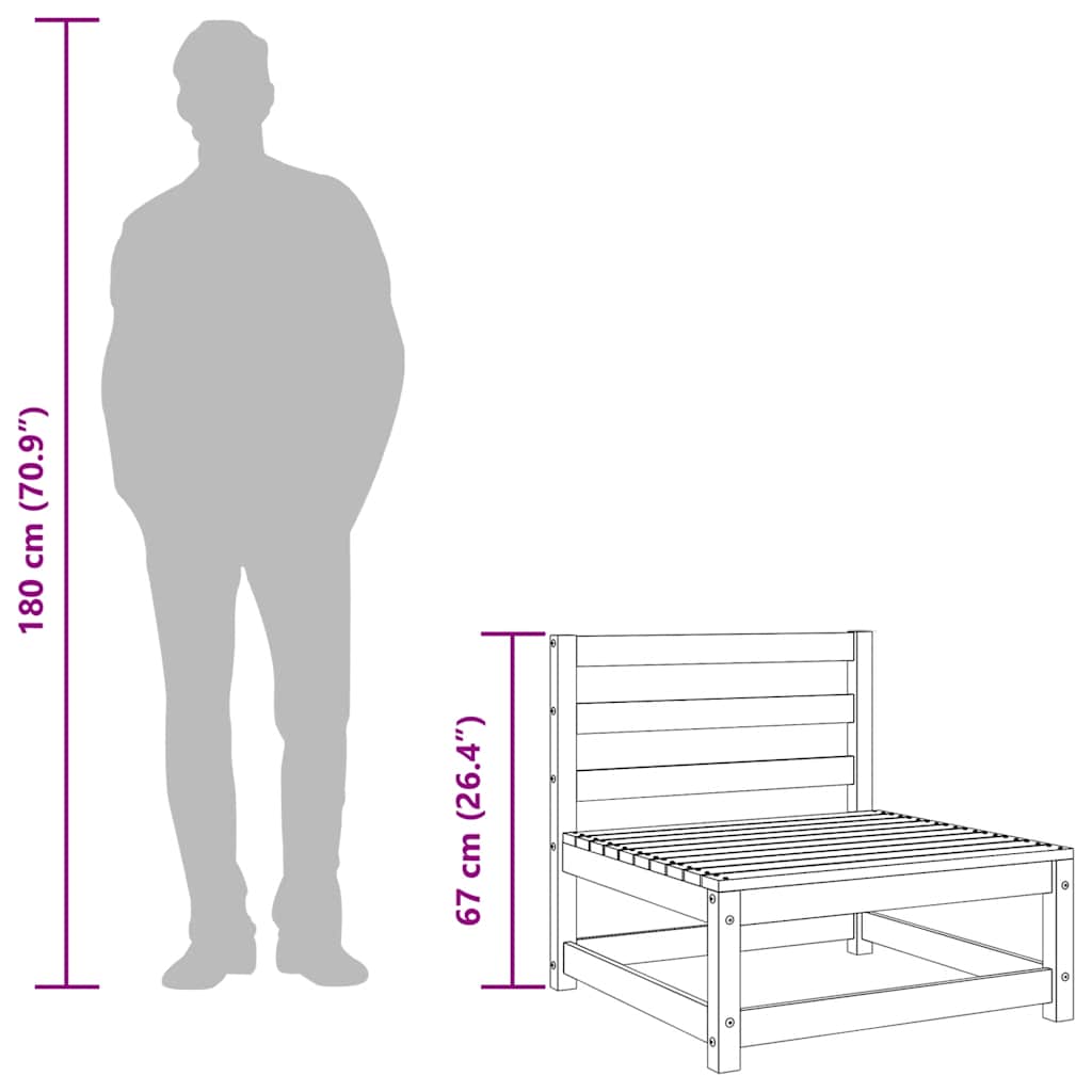 modul til havesofa u. armlæn fodskammel massivt træ brun