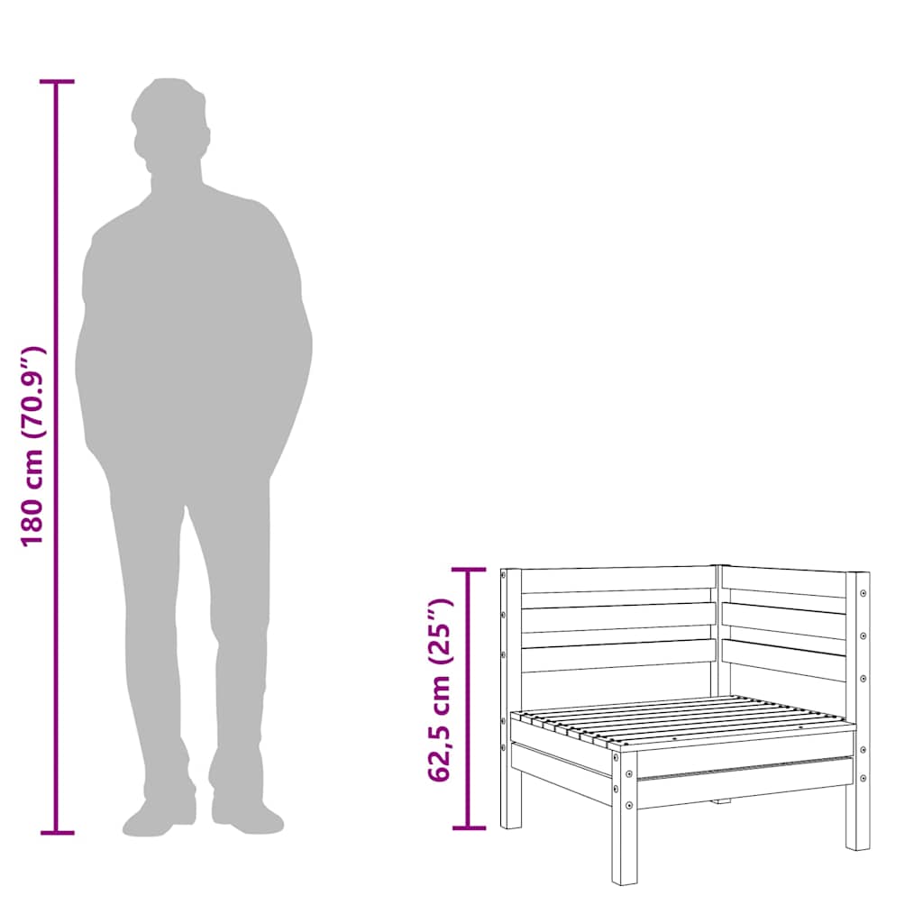 hjørnemoduler 2 stk. til sofa massivt douglasgran