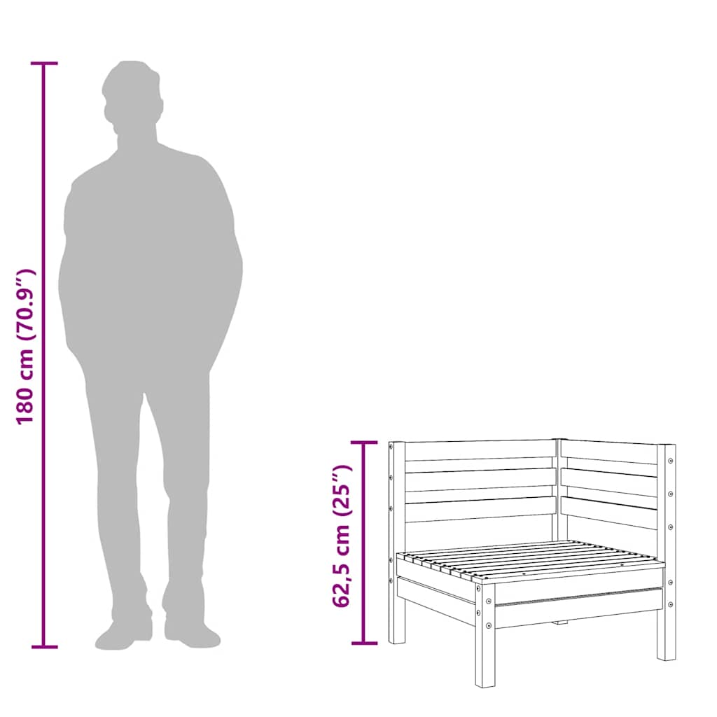 3-personers havesofa massivt fyrretræ hvid