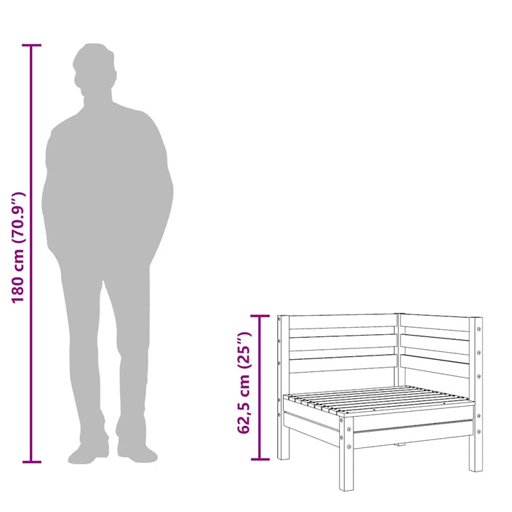 3-personers havesofa massivt fyrretræ hvid