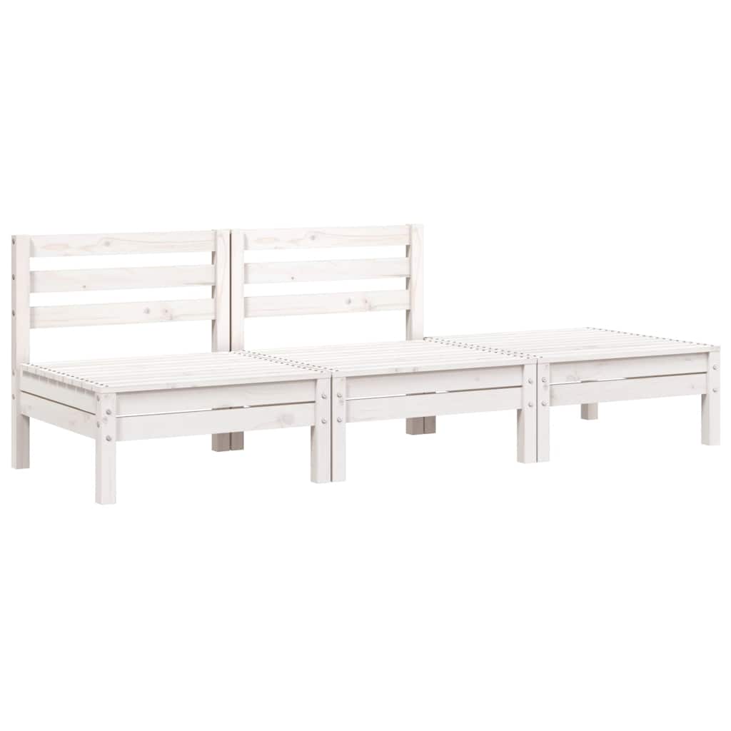 3-personers havesofa massivt fyrretræ hvid
