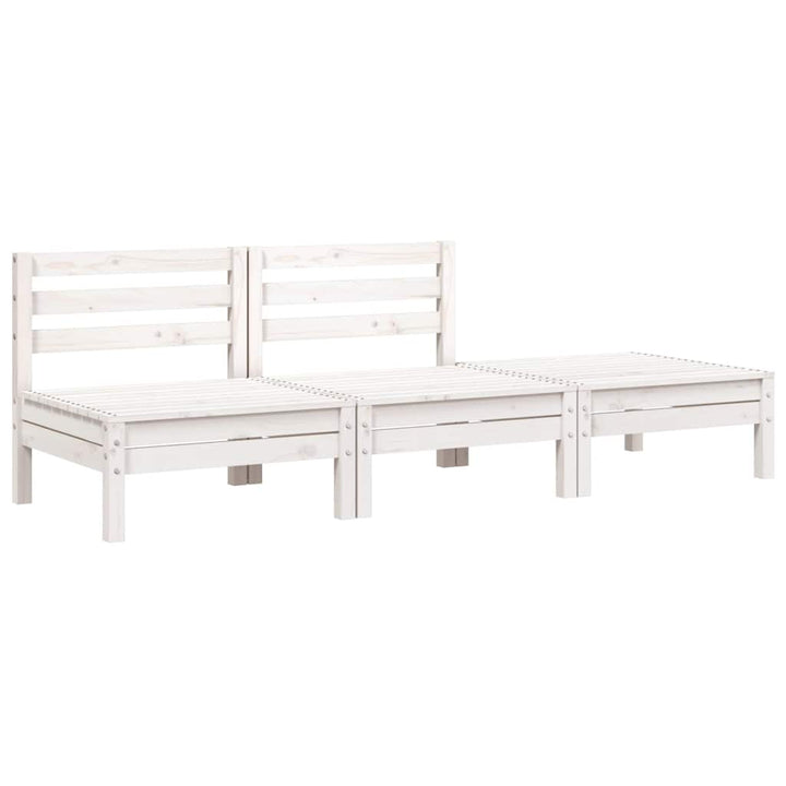 3-personers havesofa massivt fyrretræ hvid