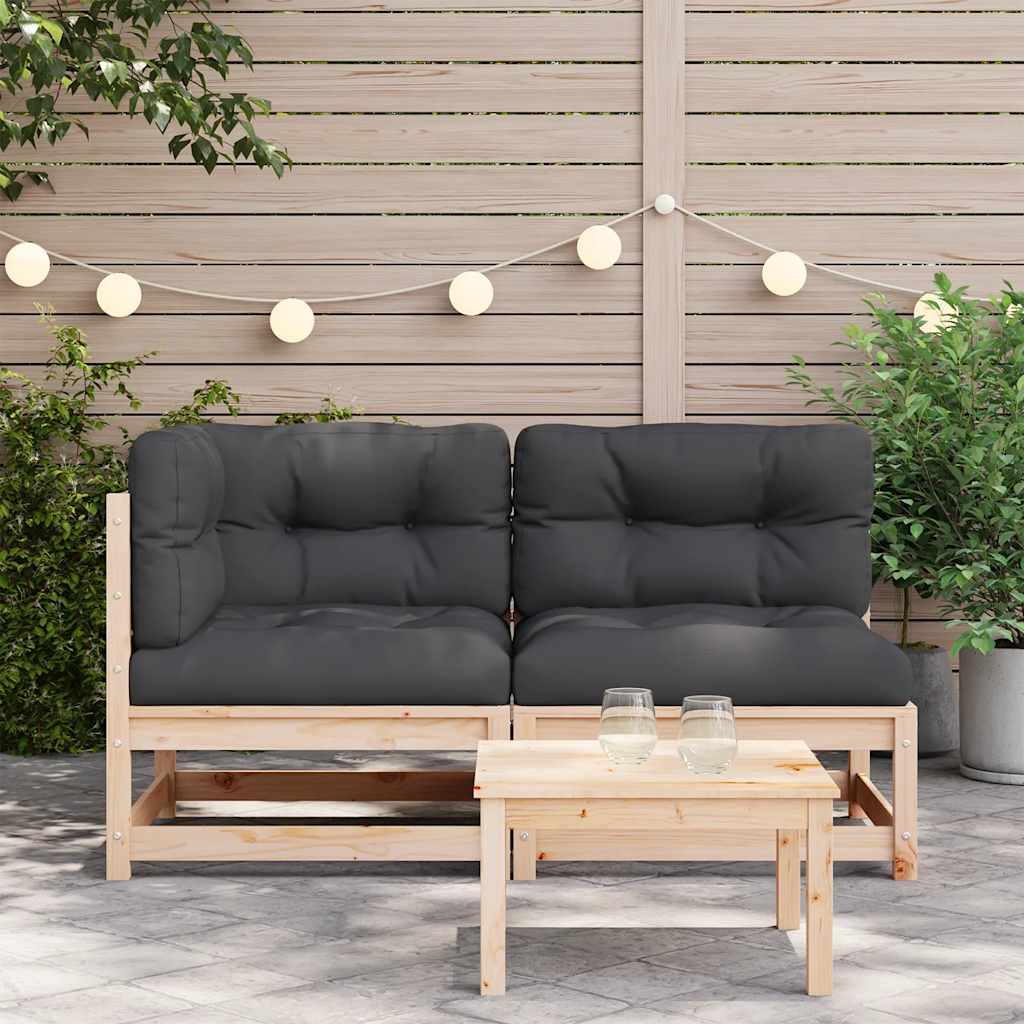 2-personers havesofa m. hynder massivt fyrretræ