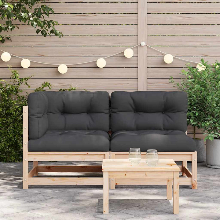 2-personers havesofa m. hynder massivt fyrretræ