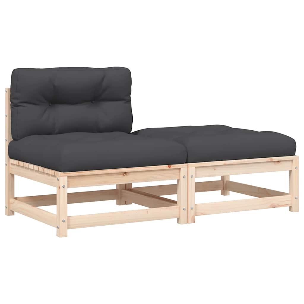 sofa med hynder og fodskammel uden armlæn