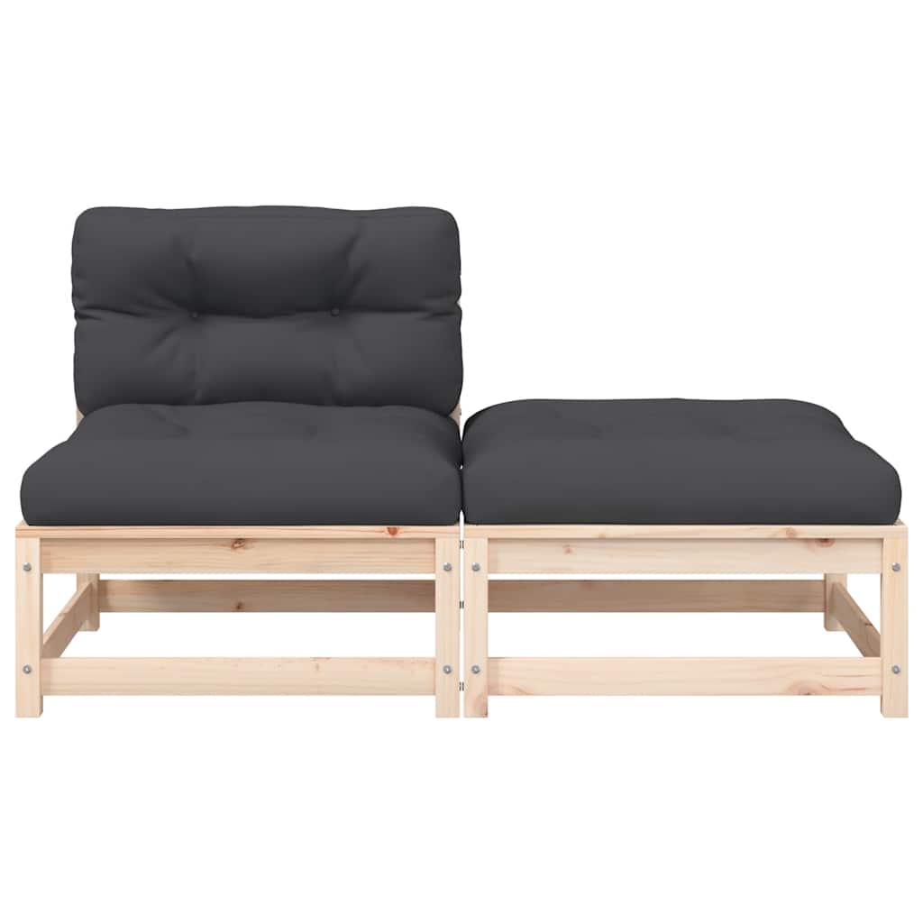 sofa med hynder og fodskammel uden armlæn