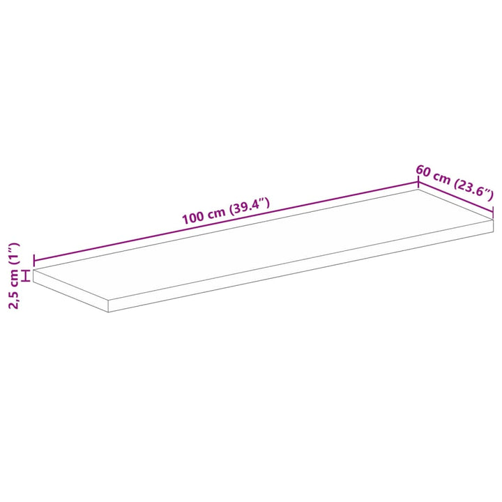 bordplade 100x60x2,5 cm rektangulær massivt akacietræ