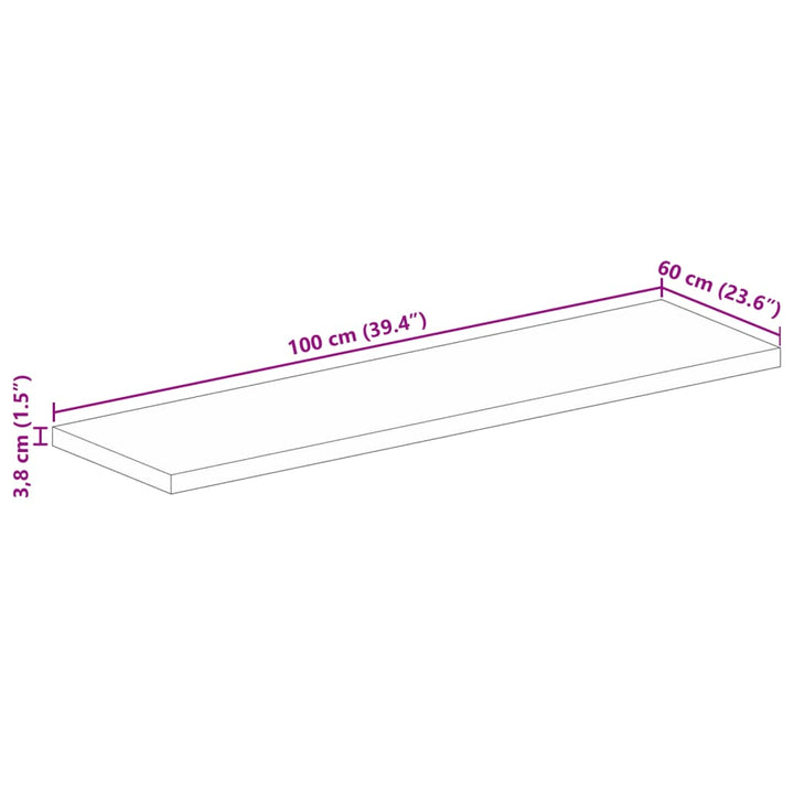 bordplade 100x60x3,8 cm rektangulær massivt akacietræ