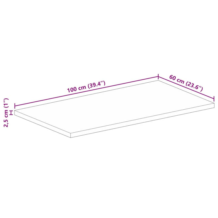 bordplade 100x60x2,5 cm rektangulær massivt genbrugstræ