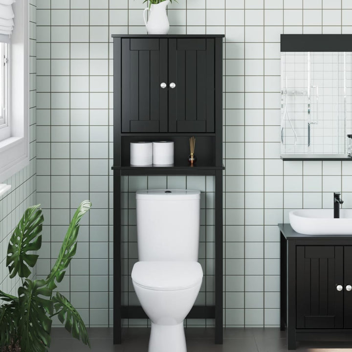 opbevaringsskab til toilet BERG 60x27x164,5 cm massivt træ sort