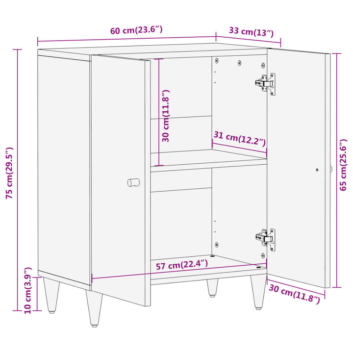 skab 60x33x75 cm massivt mangotræ