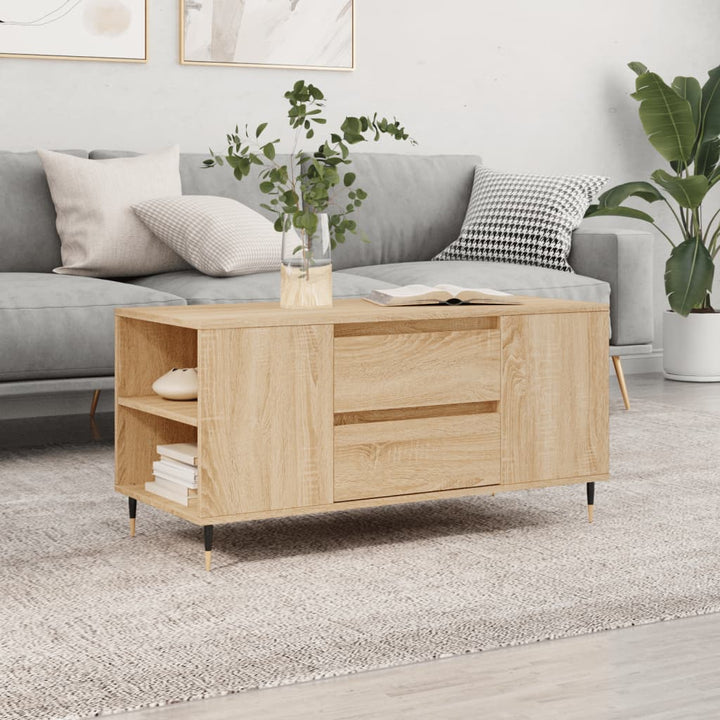 sofabord 102x44,5x50 cm konstrueret træ sonoma-eg