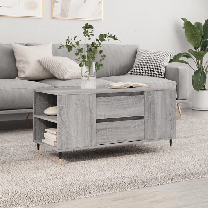 sofabord 102x44,5x50 cm konstrueret træ grå sonoma-eg