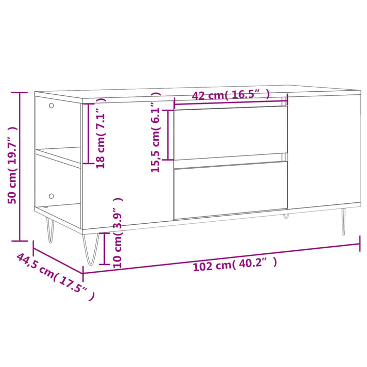 sofabord 102x44,5x50 cm konstrueret træ sonoma-eg