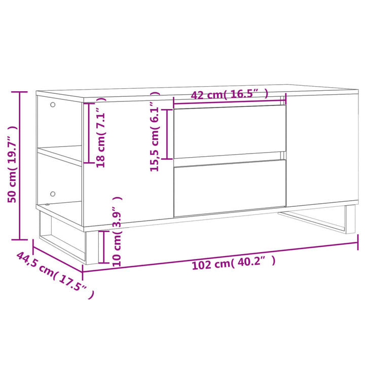 sofabord 102x44,5x50 cm konstrueret træ betongrå