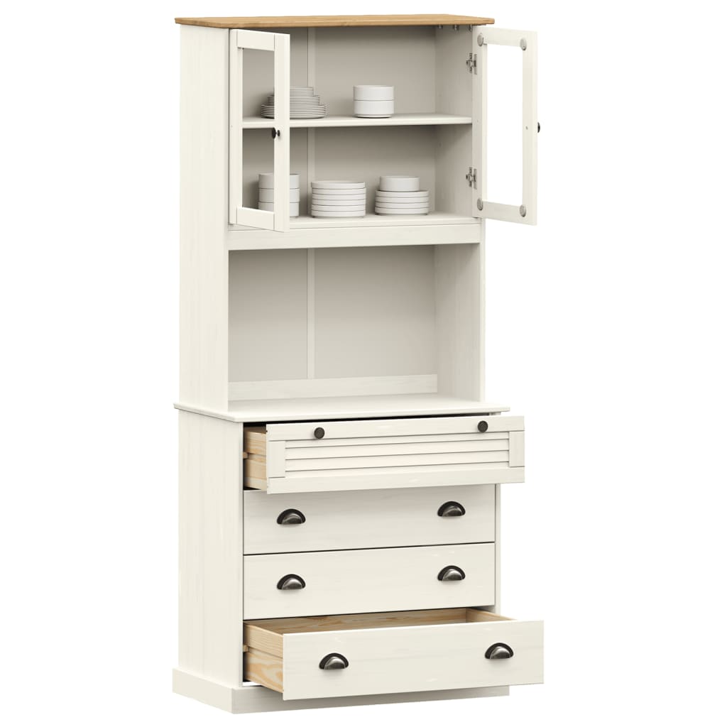 skænk VIGO 80x40x176 cm massivt fyrretræ hvid