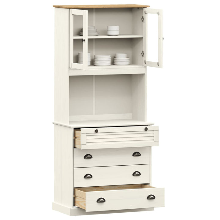 skænk VIGO 80x40x176 cm massivt fyrretræ hvid