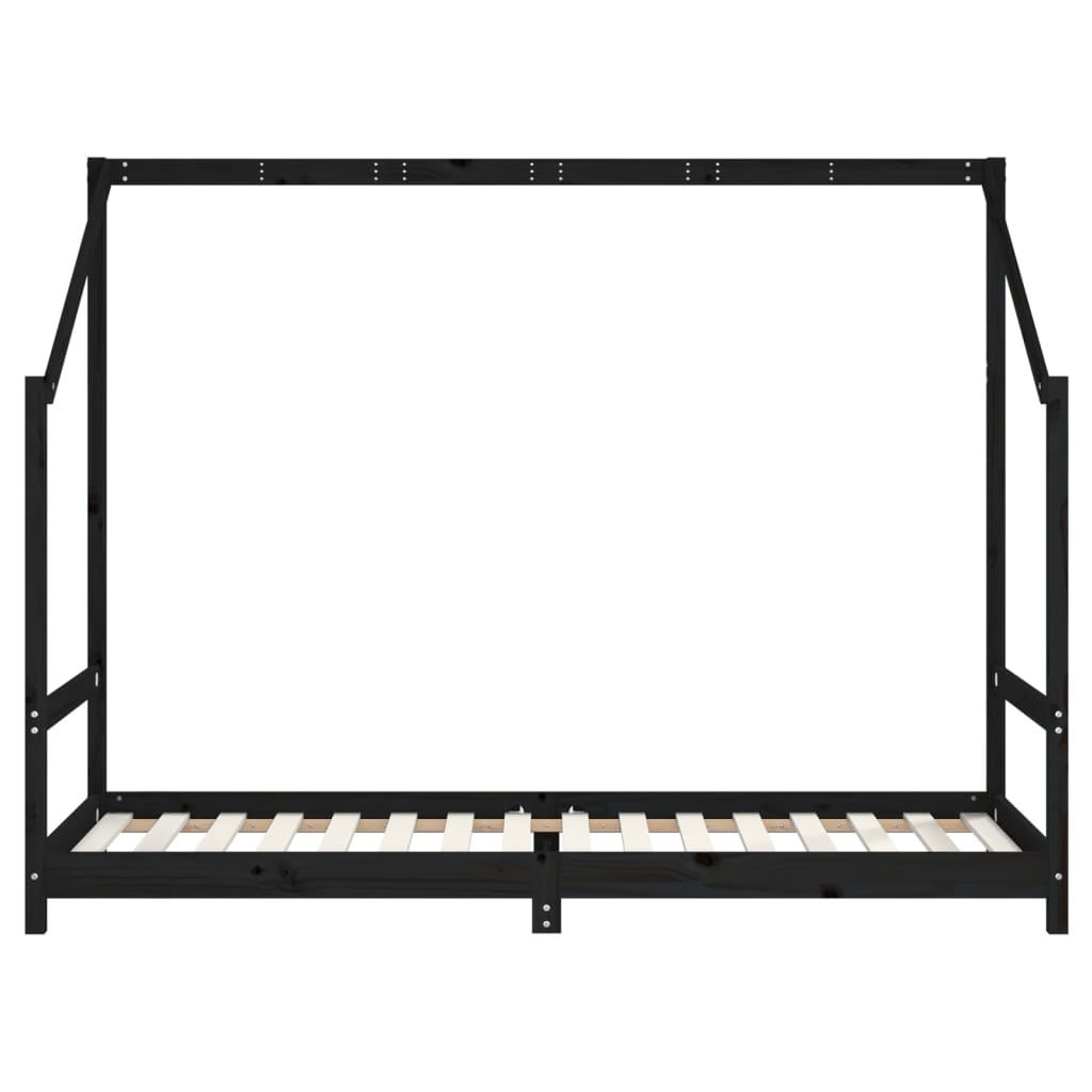 sengeramme til juniorseng 80x200 cm massivt fyrretræ sort
