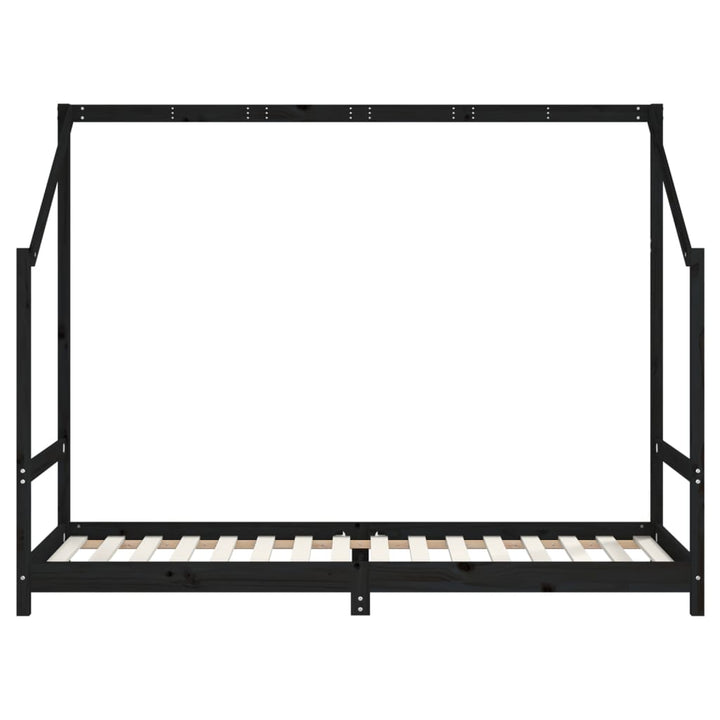 sengeramme til juniorseng 80x200 cm massivt fyrretræ sort