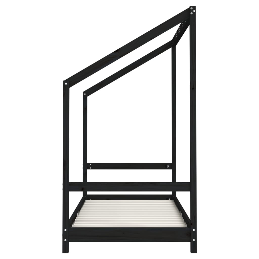 sengeramme til juniorseng 80x200 cm massivt fyrretræ sort
