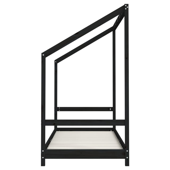 sengeramme til juniorseng 80x200 cm massivt fyrretræ sort